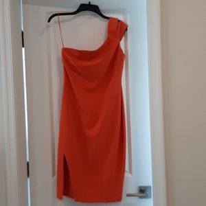 🔥🔥🔥  one shoulder LIKELY dress size 8. Orange color 😍